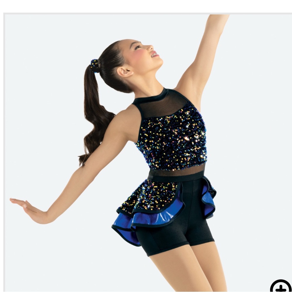 Revolution Sequin Dance Costume with Blue Accents - Into the Groove (sm adult)